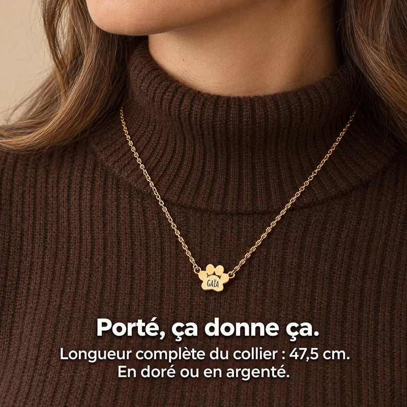 Le Collier Patte d'Amour - Gravé à son prénom