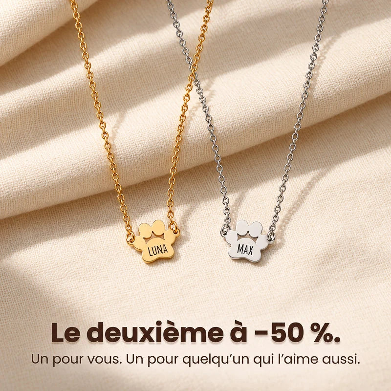 Le Collier Patte d'Amour - Gravé à son prénom