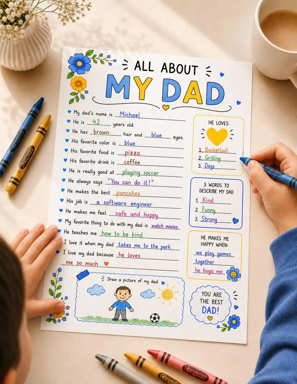 All About My Father Questions - Kid Printable Activity