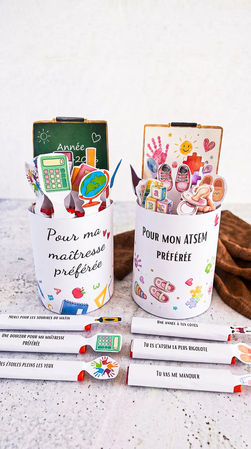 Pack Duo Banderoles Kinder Maxi Fête "Maîtresse & ATSEM" - Modèles à Imprimer