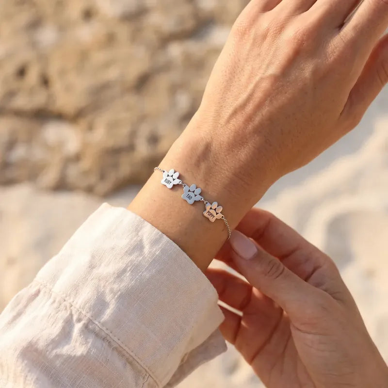 Le Bracelet Patte d'Amour - Gravé à son prénom