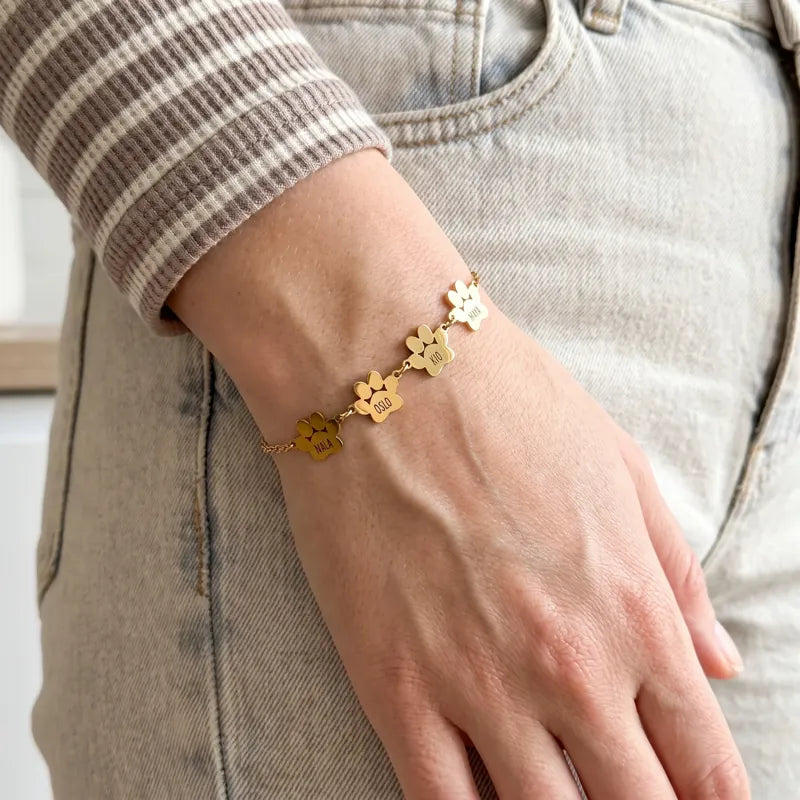 Le Bracelet Patte d'Amour - Gravé à son prénom