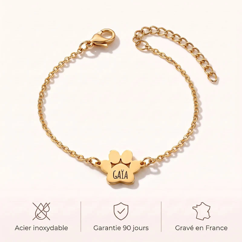 Le Bracelet Patte d'Amour - Gravé à son prénom