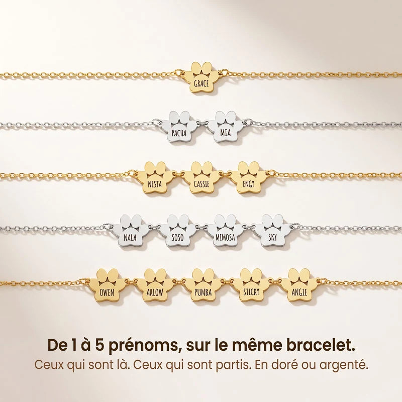 Le Bracelet Patte d'Amour - Gravé à son prénom