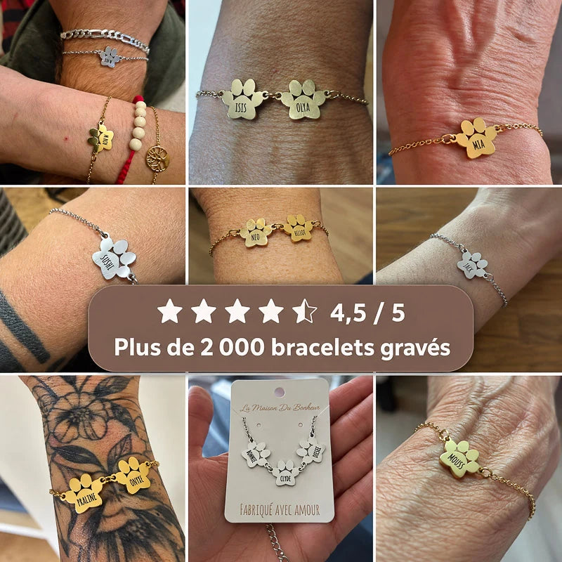 Le Bracelet Patte d'Amour - Gravé à son prénom