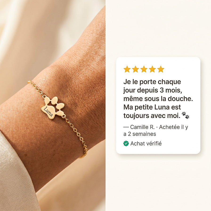 Le Bracelet Patte Gravée — Prénom de Votre Animal