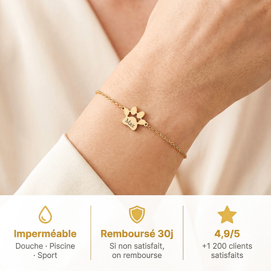 Le Bracelet Patte Gravée — Prénom de Votre Animal