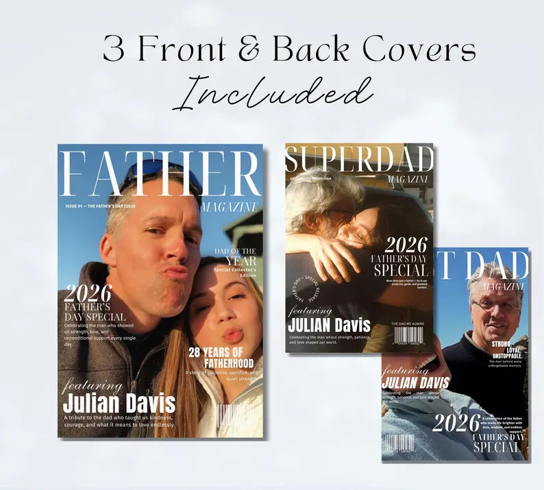 Personalized Dad Magazine Template – Canva Template – Father's Day Magazine